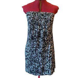 VELVET Black & white - Strapless Mini Tube Printed Dress – Size M